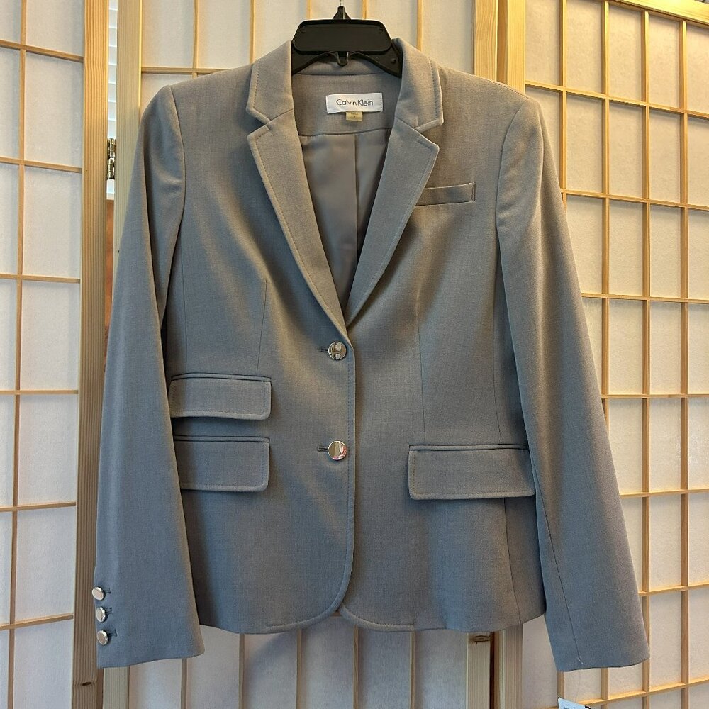 Gray Calvin Klein blazer women's size 6 jacket classic office suit separates